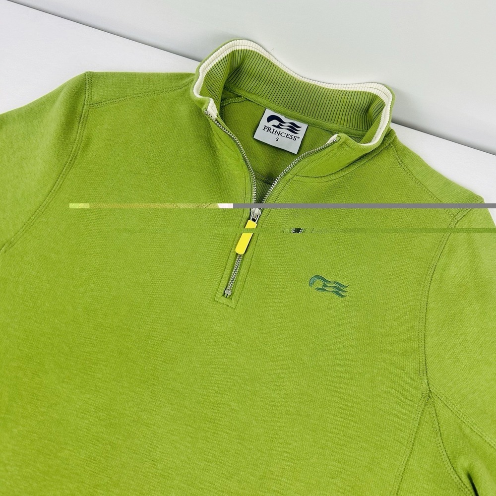 Princess Cruise Lines Sweater Pullover 1/4 Zip Women's Small Green 100% Cotton